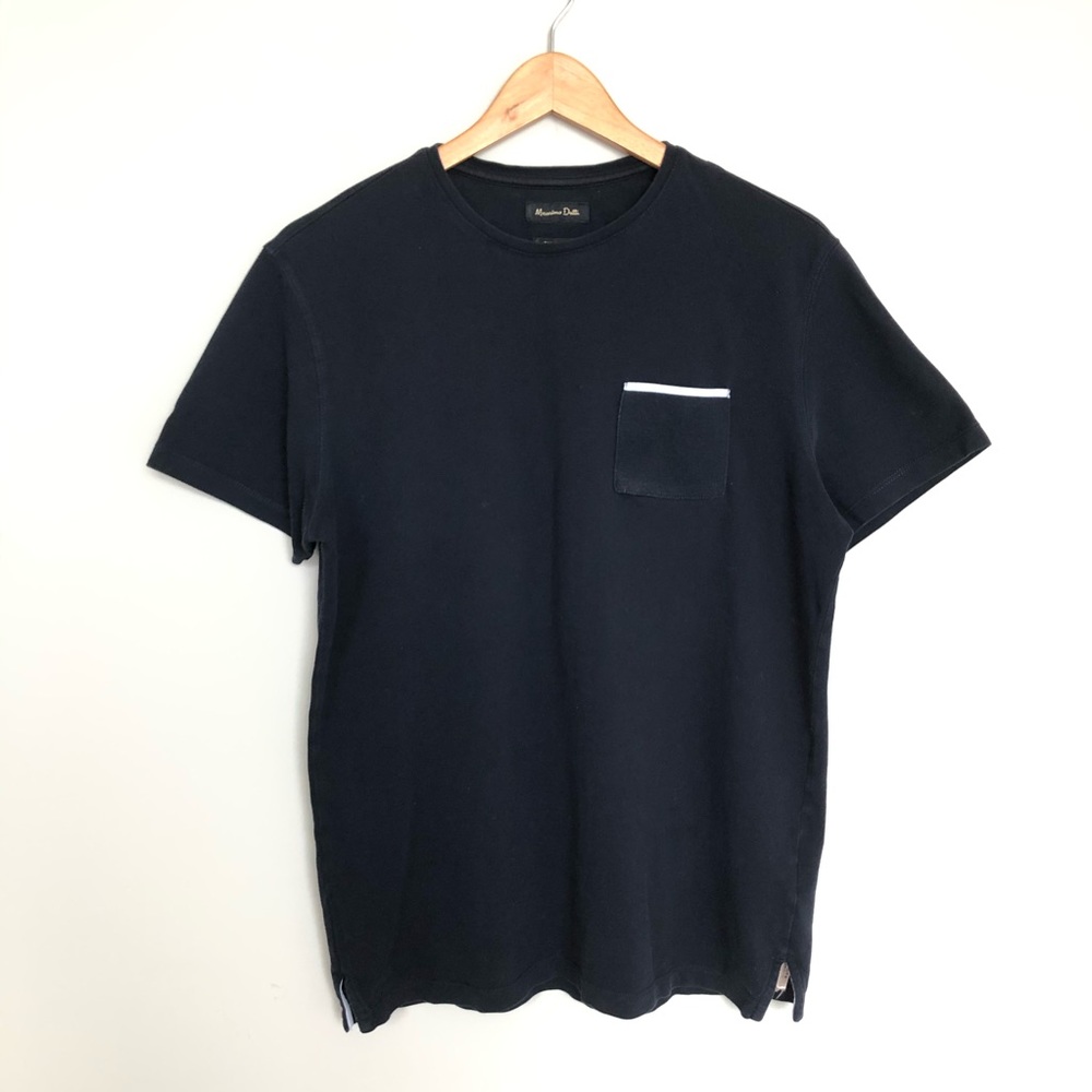 Massimo Dutti black dark navy cotton t shirt